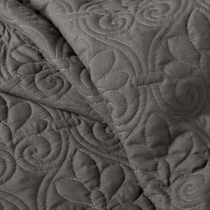 English Elm 3 Piece Madison Park Quebec Quilted Bedspread Set Dark Grey Queen – Pleated Split Corners, Antimicrobial Protection, 24" Drop Elegance B03597559