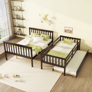 English Elm Twin Over Full Bunk Bed With Trundle - Convertible, Detachable Design In Espresso Finish, Space-Saving W504S00188-GIGA