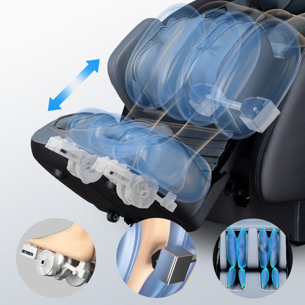 English Elm Massage Chair 4d Robotic Sl Track Zero Gravity Full Body Airbag Touchscreen Spa Recliner Black+ Gray W730P343904