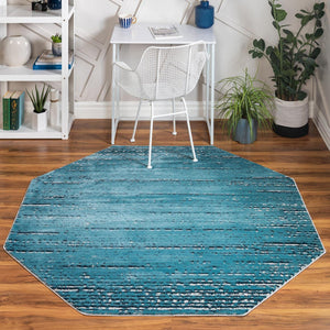 Unique Loom Oasis Calm Machine Made Abstract Rug Blue, Navy Blue/Ivory 7' 1" x 7' 1"