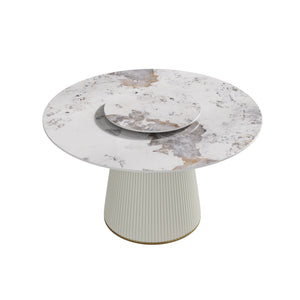 English Elm 0.6m White Artificial Stone Lazy Susan Turntable for Round Dining Tables W1535P458690