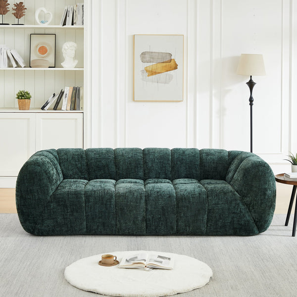 English Elm Chenille Cloud Sofa with Quilted Seat and Piano Backrest for Modern Living Spaces Green W834P442223