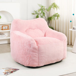 English Elm Bean Bag Chair - Plush Faux-Fur Sofa With Armrests, High-Density Foam, Easy Care, Ideal For Relaxing W2200P313804