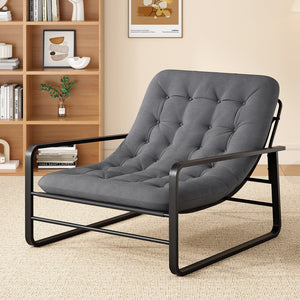 English Elm Accent Chair Sherpa Boucle Upholstered Seat for Reading Nook or Living Room Decor Gray T3623P411778