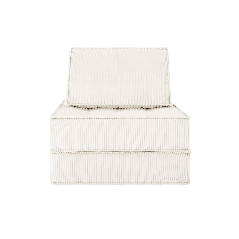 English Elm 33.4 Inch Modular Corduroy Lounge Chair with Spring Cushions for Compact Living Spaces White W3975P455224