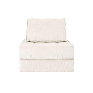 English Elm 33.4 Inch Modular Corduroy Lounge Chair with Spring Cushions for Compact Living Spaces White W3975P455224