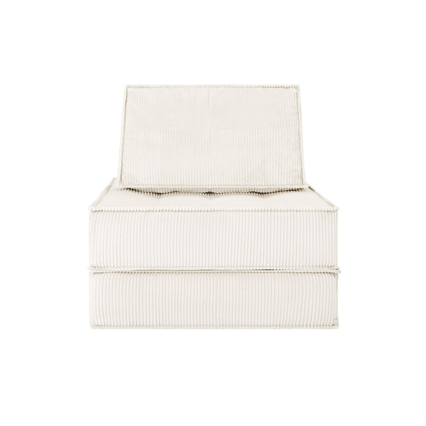 English Elm 33.4 Inch Modular Corduroy Lounge Chair with Spring Cushions for Compact Living Spaces White W3975P455224