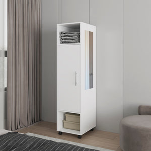 English Elm Wardrobe Boston White Engineered Wood with Mirror, Spacious Shelves & Hanging Rod — Stylish Bedroom Storage B092P225203
