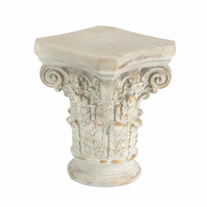 English Elm 14x14x17.5" Ornate Column Pedestal with Scrollwork Gold Accents French Country Decor W2078P484427