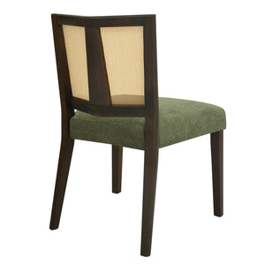 English Elm Christopher Knight Home® - Rattan Mid-Century Dining Chair Set of 2 with Woven Cane Back, Upholstered High-Density Seat Cushion Dark Brown,Green N771P254006L