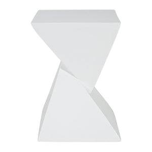 English Elm All Weather Mgo X Base Accent Table Geometric Sculptural Outdoor Indoor White N770P341402W