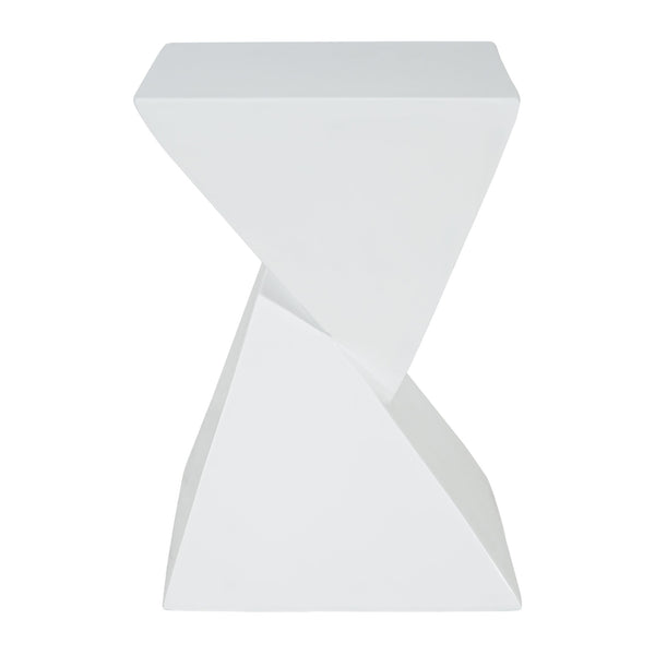 English Elm All Weather Mgo X Base Accent Table Geometric Sculptural Outdoor Indoor White N770P341402W