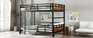 English Elm Full Xl Metal Bunk Bed - Versatile Loft & Platform Configuration With Vintage Wood Accents & Safety W1580S00228