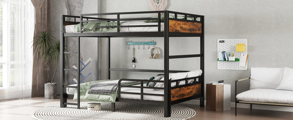 English Elm Full Xl Metal Bunk Bed - Versatile Loft & Platform Configuration With Vintage Wood Accents & Safety W1580S00228