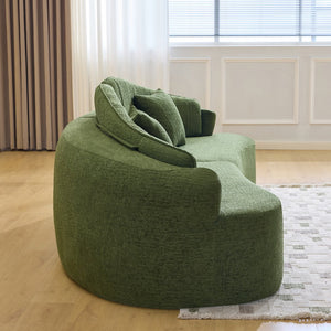 English Elm Curved Four Seat Chenille Sofa with Removable Backrest for Retro Apartment Living Green W3612S00042