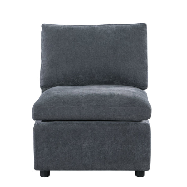 English Elm Modern Armless Middle Module For Sectional Sofa - Chenille Grey Accent Chair For Versatile Seating W1123P178266
