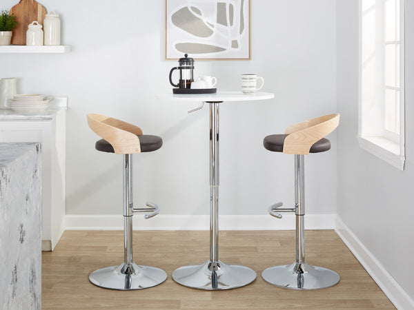 English Elm Adjustable Swivel Barstools Set of 3 Faux Leather Chrome Base Kitchen Counter B202S02031