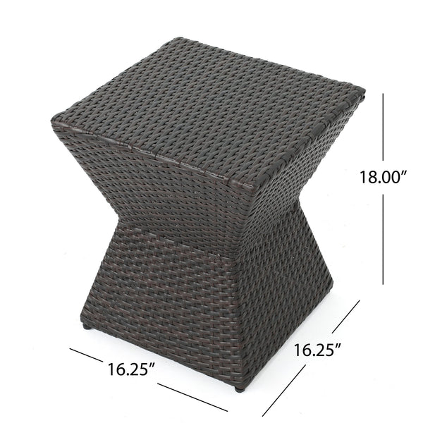 English Elm Calhoun Outdoor Wicker Side Table Weather Resistant Patio Poolside Iron Frame N773P362075B