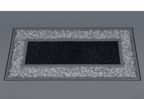 English Elm ARIYA High Gloss Dark Gray Coffee Table with Solid Wood Frame, Glitter Accents & Glass Inlay Finish DARK GREY 32.1 L x 14 W x 18.6 H B201S00387