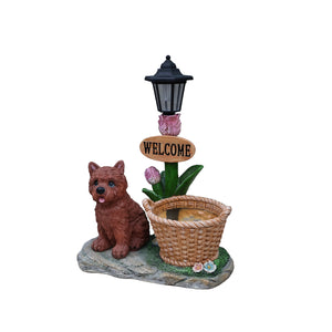 English Elm Labrador Solar Garden Statue with Led Glow and Built-in Succulent Planter Basin W5398P464248