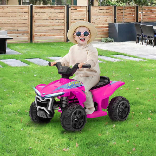 English Elm Qaba 6v Battery Powered Kids Atv Ride on Four Wheeler with Music Ages 2 to 6 Pink W2225P249798