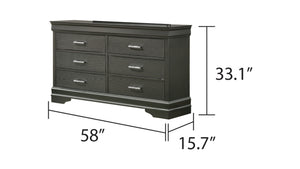 English Elm Modern Brooklyn 6-Drawer Dresser in Gray — Spacious Manufactured Wood Storage, Sleek Bedroom Elegance, Durable Craftsmanship 733569231058