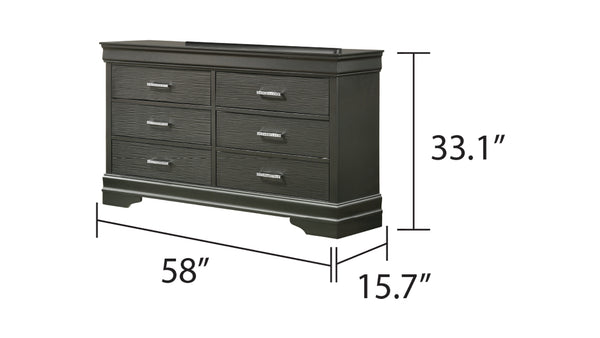 English Elm Modern Brooklyn 6-Drawer Dresser in Gray — Spacious Manufactured Wood Storage, Sleek Bedroom Elegance, Durable Craftsmanship 733569231058