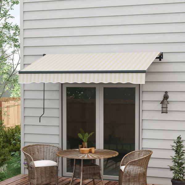 English Elm Outsunny 8' X 6.5' Retractable Patio Awning - Durable Sunshade With Manual Crank & Uv-Resistant Fabric W2225P200514-GIGA