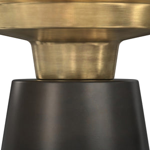 English Elm Jaxine Black & Gold Side Table with White Marble Top — 16" Round Contemporary End Table, Sturdy Metal Base B136P203473