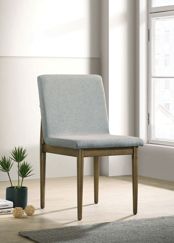 English Elm Natural Tone Mid-Century Dining Chairs Set of 2 Light Gray Upholstered Seats Solid Wood Legs Stylish Comfort B011P196967