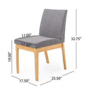 English Elm Dining Chair Set of Two Armless Upholstered Seats with Rubberwood Legs Modern Style Dark Grey 58924.00OAK