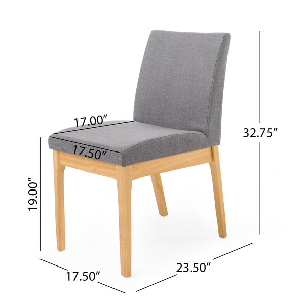 English Elm Dining Chair Set of Two Armless Upholstered Seats with Rubberwood Legs Modern Style Dark Grey 58924.00OAK