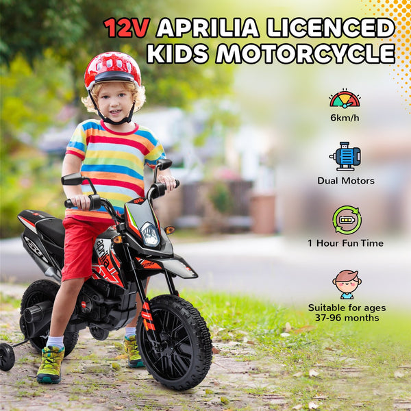 English Elm Qaba Kids Electric Dirt Bike 6v Battery Powered Ride on with Training Wheels Ages 3 to 8 Red W2225P249805