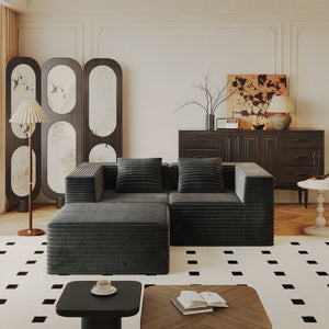 English Elm Modular Sectional Couch - Versatile Deep Seat Sofa With Memory Foam & No Assembly, Grey For Living Spaces W3434S00023