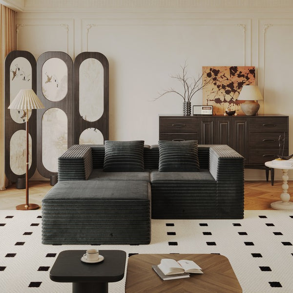 English Elm Modular Sectional Couch - Versatile Deep Seat Sofa With Memory Foam & No Assembly, Grey For Living Spaces W3434S00023