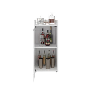 English Elm Minibar Lampeter White Engineered Wood Cabinet with Glass Door, Two-Tier Shelves for Wine & Display B092P315561
