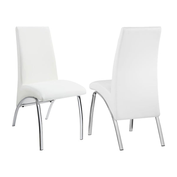 English Elm Set Ultra-Modern Leatherette Side Chairs with Chrome Curved Legs, Sleek Contoured Seats for Dining Comfort White B016P224568
