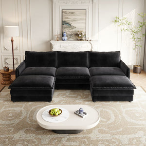 English Elm Corduroy 3-Seater Oversized Cloud Couch With Movable Footrests For Ultimate Comfort & Flexibility W834S00428