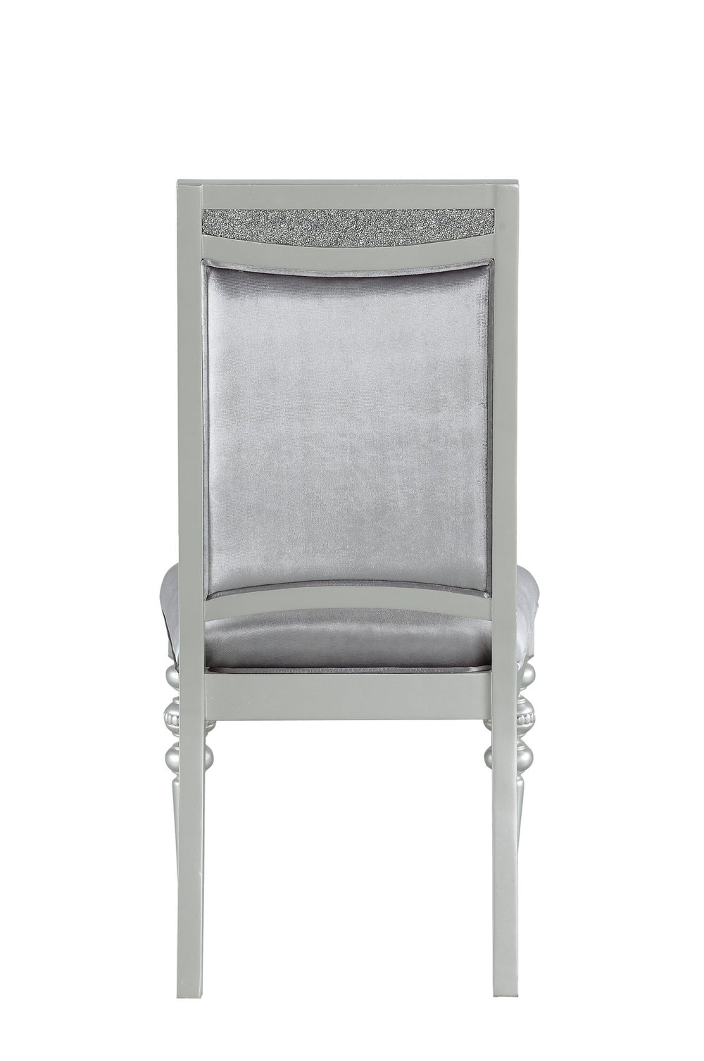 English Elm Maverick Elegant Fabric Side Chair with Rhinestone Inlays, Turned Legs & Padded Seat for Dining Silver 43 L x 23 W x 15 H B2726P269246