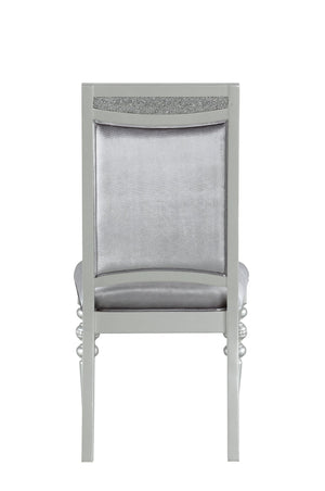 English Elm Maverick Elegant Fabric Side Chair with Rhinestone Inlays, Turned Legs & Padded Seat for Dining Silver 43 L x 23 W x 15 H B2726P269246