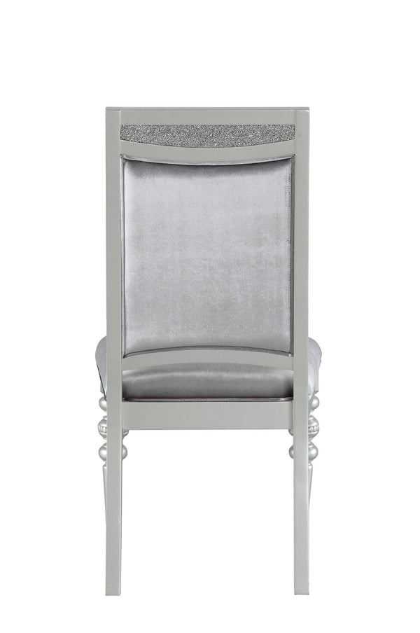 English Elm Maverick Elegant Fabric Side Chair with Rhinestone Inlays, Turned Legs & Padded Seat for Dining Silver 43 L x 23 W x 15 H B2726P269246