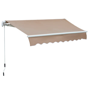 English Elm Outsunny 8' X 7' Manual Retractable Awning - Durable Outdoor Sun Shade For Patios & Windows, Brown W2225P174155-GIGA