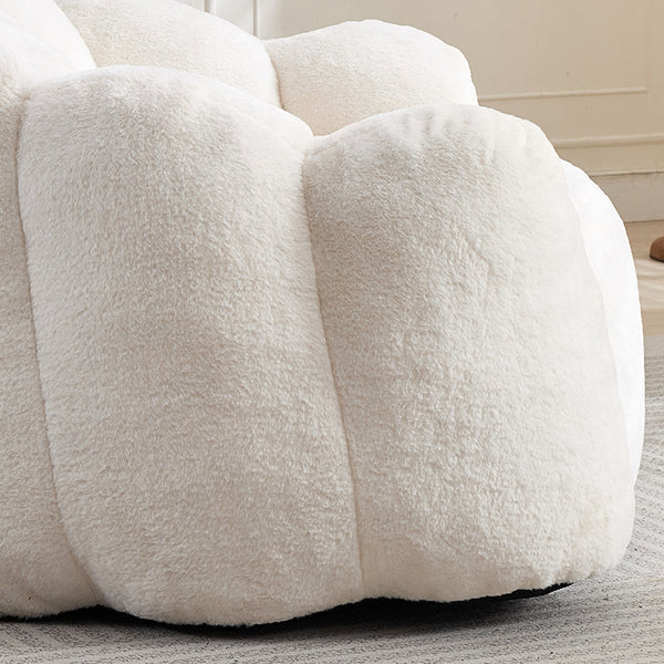 English Elm Lotus memory foam bean bag sofa with pull ring — anti-fouling faux fur, non-slip base, cozy support White W2311P357139