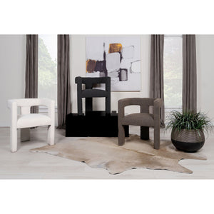 English Elm McKinley Bouclé Upholstered Accent Side Chair with Curved Silhouette and Plush Comfort for Modern Spaces Chocolate B062P299947