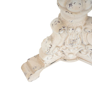English Elm Accent Pedestal Table Solid Wood Top Antique White Base Round Farmhouse Living Room N772P287832B