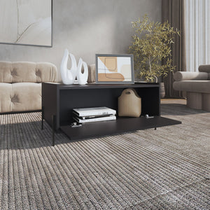 English Elm Shan Minimalistic 15.6" Coffee Table with Pull-Down Cabinet and Open Shelf, Modern Compact Storage Black 18.3 L x 60 W x 7 H B070P254759