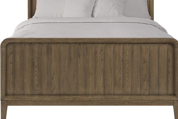 English Elm Twin Bed Peppercorn Finish Solid Wood & MDF Twin Frame with Vertical Panel Headboard, Modern Rounded Edges and Durable Elm Veneer Craftsmanship Light Brown 81.5 L x 10.5 W x 5.5 H B2699S00107