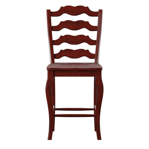 Homelegance By Top-Line Juliette French Ladder Back Wood Counter Height Chairs (Set of 2) Red Rubberwood