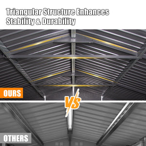 English Elm 12x20ft Outdoor Heavy Duty Metal Carport Shed with Lockable Doors and Wind Resistant Frame W1859P364954