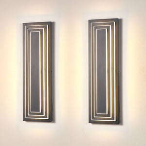 English Elm 23.6 Modern 3-Tier Outdoor Wall Light 24W LED Matte Black Waterproof Sconce Warm 3000K Ambiance W2312P389973
